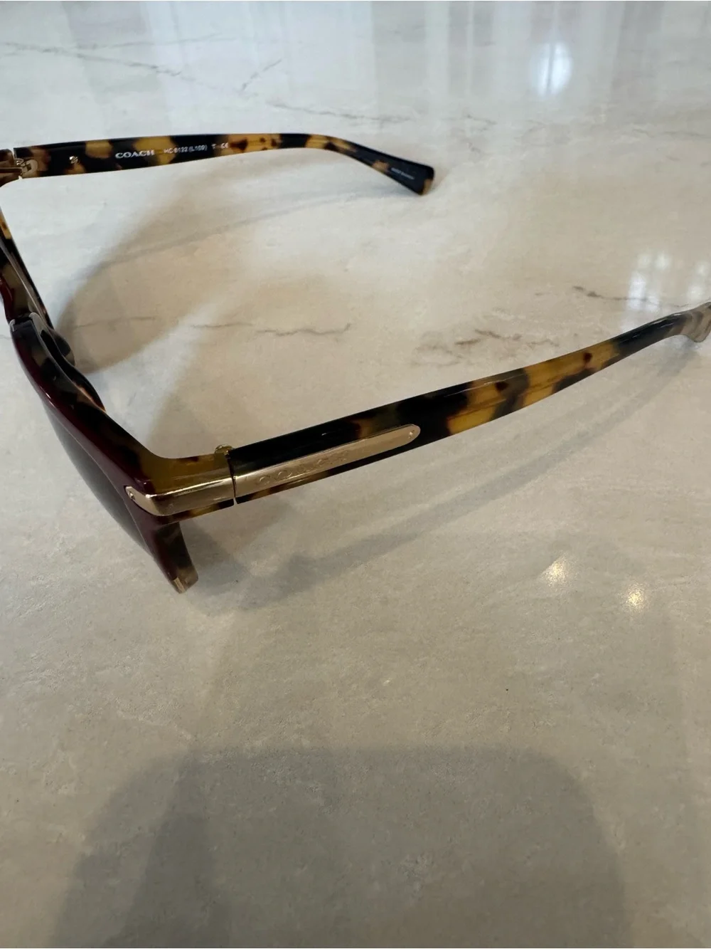 Coach Burgundy and Tortoiseshell Cat-Eye Sunglasses